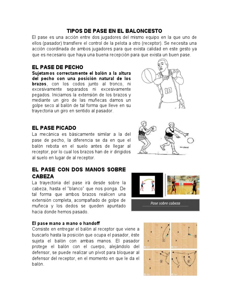 Tipos de Pase en El Baloncesto | PDF | Fuerza | Deportes
