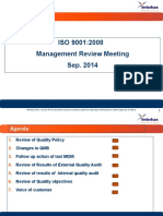 ISO 9001:2008 Management Review Meeting Sep. 2014