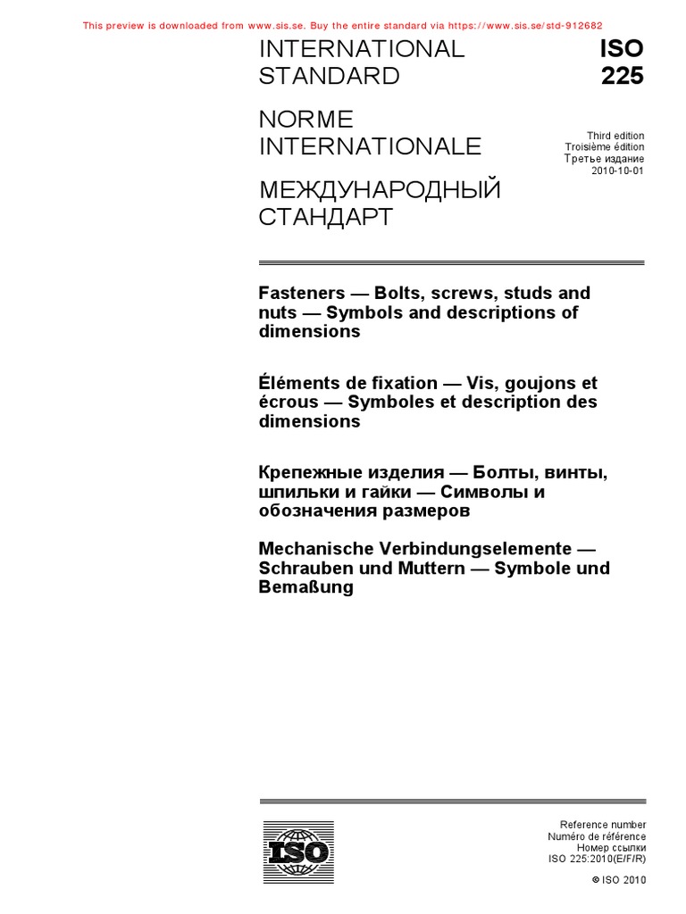 Iso 225 2010 en Ru FR PDF | PDF | Vis de fixation | Organisation ...