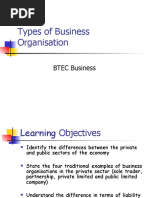 Types of Business Organisation