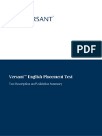 Versant English Placement Test: Test Description and Validation Summary