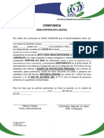 CONSTANCIA REINCORPORACIÓN LABORAL Definitiva