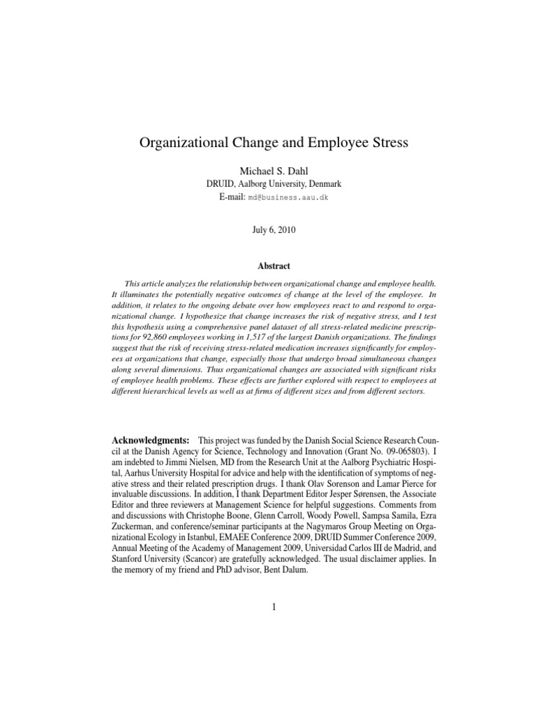 Organizational Change and Employee Stress PDF | PDF | Survey ...
