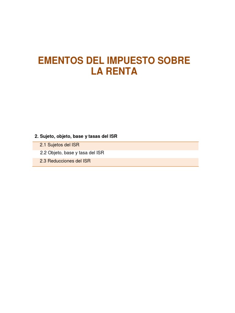 Elementos del ISR y sus Sujetos | PDF | Impuesto sobre la renta | Impuestos
