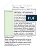 Registration Form For Projects Database For Territorial Development Planning