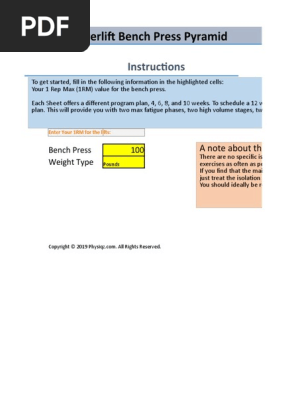 Physiqz Bench Press Pyramid Program | PDF | Weight Training | Athletic  Sports
