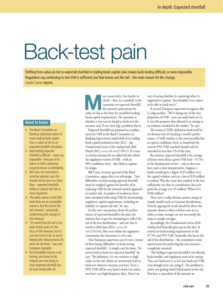 Back-Test Pain: Need To Know | PDF | Value At Risk | Risk