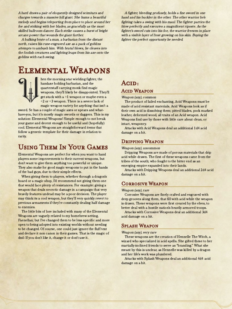 Elemental Weapons v7 | PDF | Sword | Fires