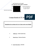 Compte Rendu de TP Simulation Des Systèmes Du 1er Et 2eme Ordre Sous Matlab