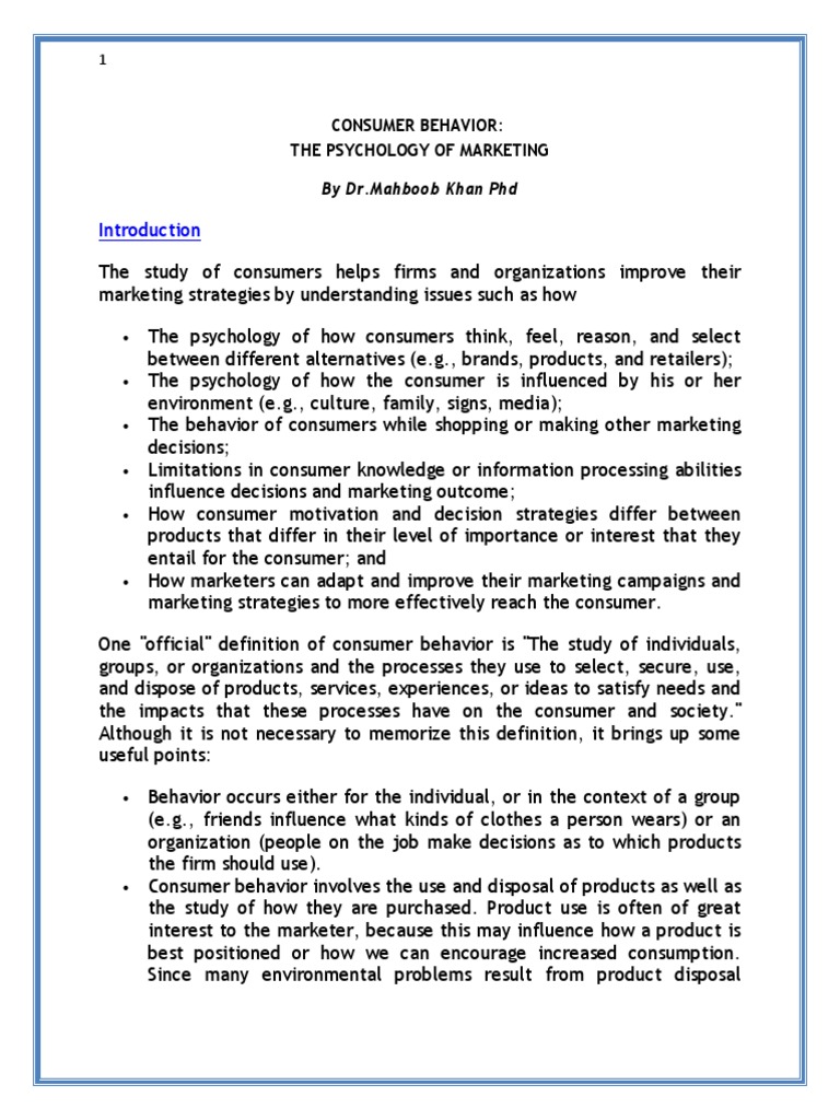 Understanding Consumer Behavior in Marketing | PDF | Consumer Behaviour ...