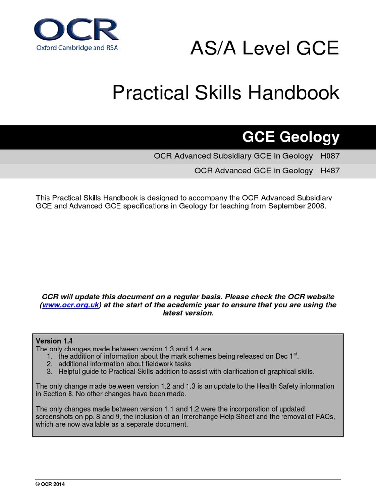 AS/A Level GCE Practical Skills Handbook | PDF | Plate Tectonics | Rock ...