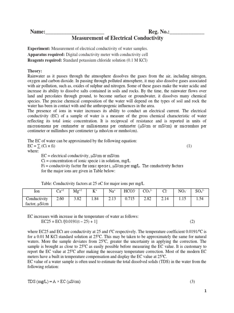 Electrical Conductivity PDF PDF Electrical Resistivity And