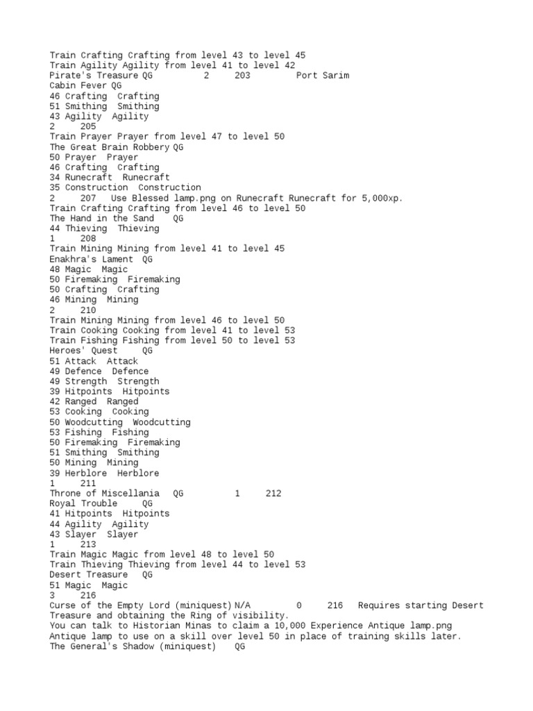 OSRS Optimal Quest Order Guide 10 PDF Leisure Sports