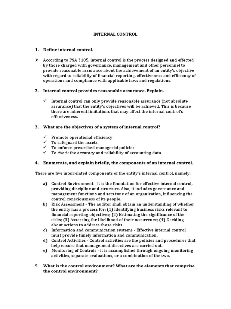 Answer-Internal Control | PDF | Internal Control | Financial Audit