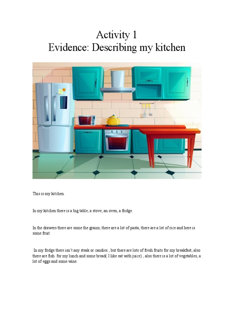 Activity 1 Evidence: Describing My Kitchen | PDF | Wellness ...