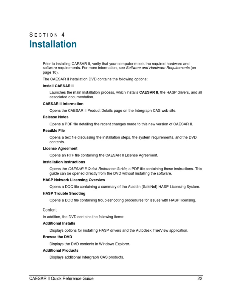 CAESAR II Installation Guide Overview | PDF