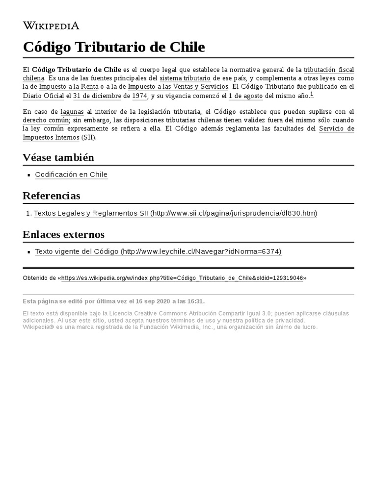 Código Tributario de Chile: Normativa Fiscal | PDF