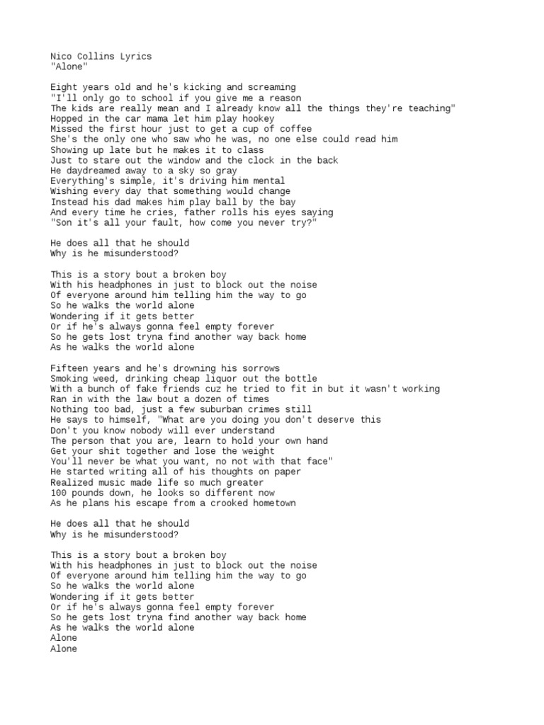 Alone By Nico Collins