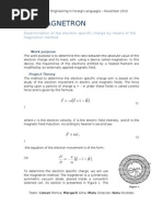 The Magnetron: Determination of The Electron Specific Charge by Means of The Magnetron Method