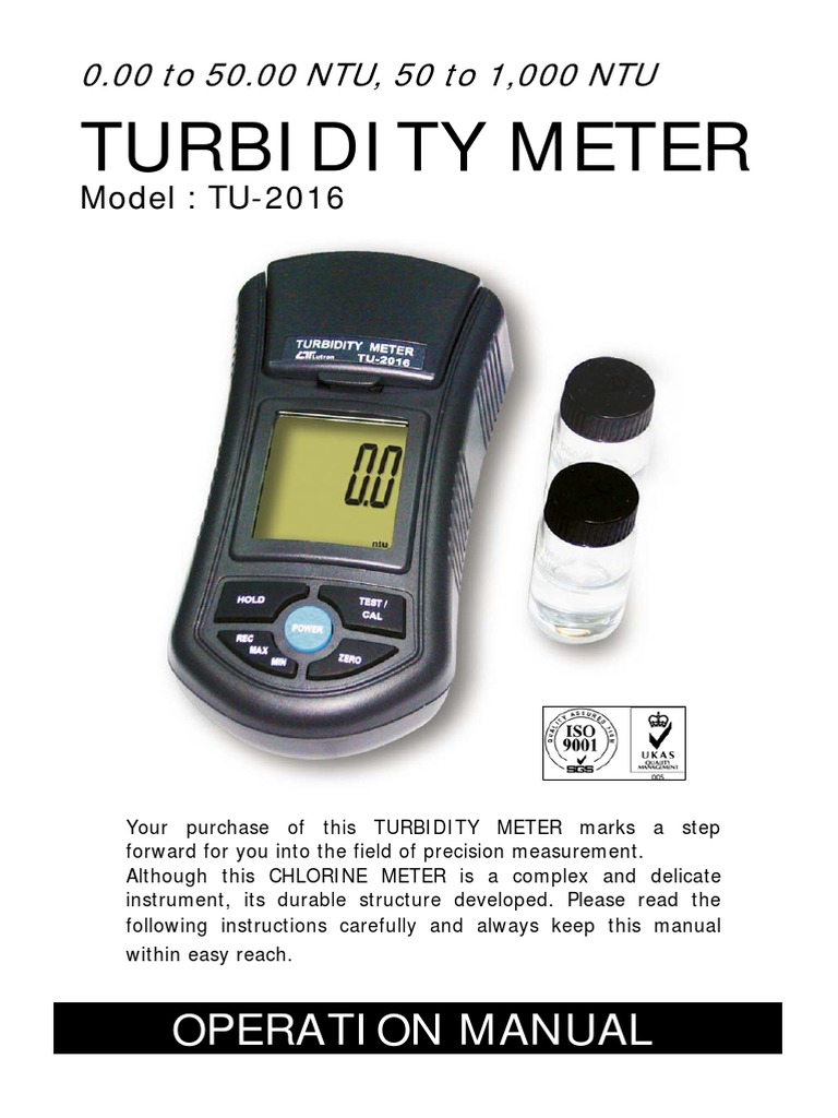 Turbidity Meter Lutron TU2016 PDF Calibration Nature