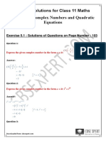 NCERT Solutions For Class 11 Maths Chapter 05 Complex Numbers and Quadratic Equations