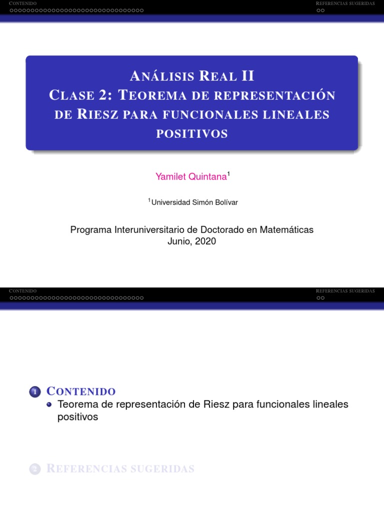 Clase-2 Teorema de Representación de Riesz para Funcionales Lineales ...