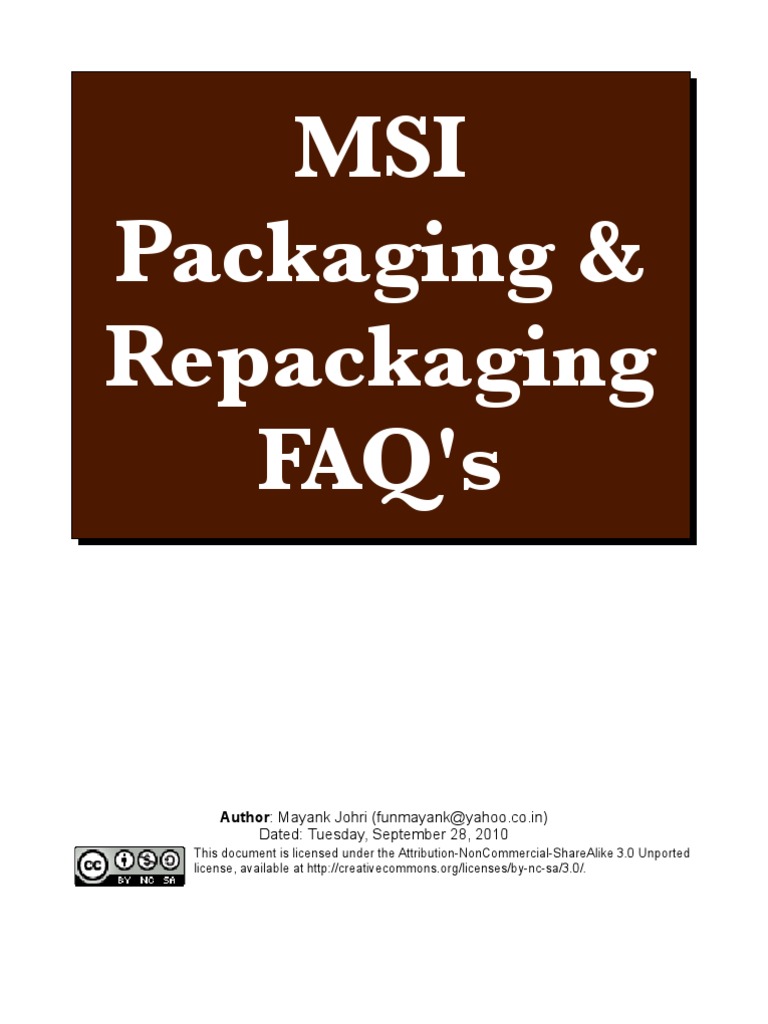 Faq On Msi Packaging And Repackaging 0 0 1beta4 Pdf