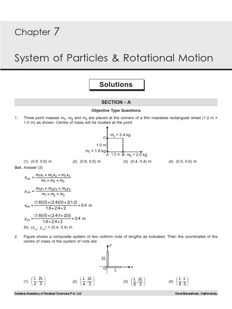 Centre of Mass Calculations and Concepts | PDF | Rotation Around A ...