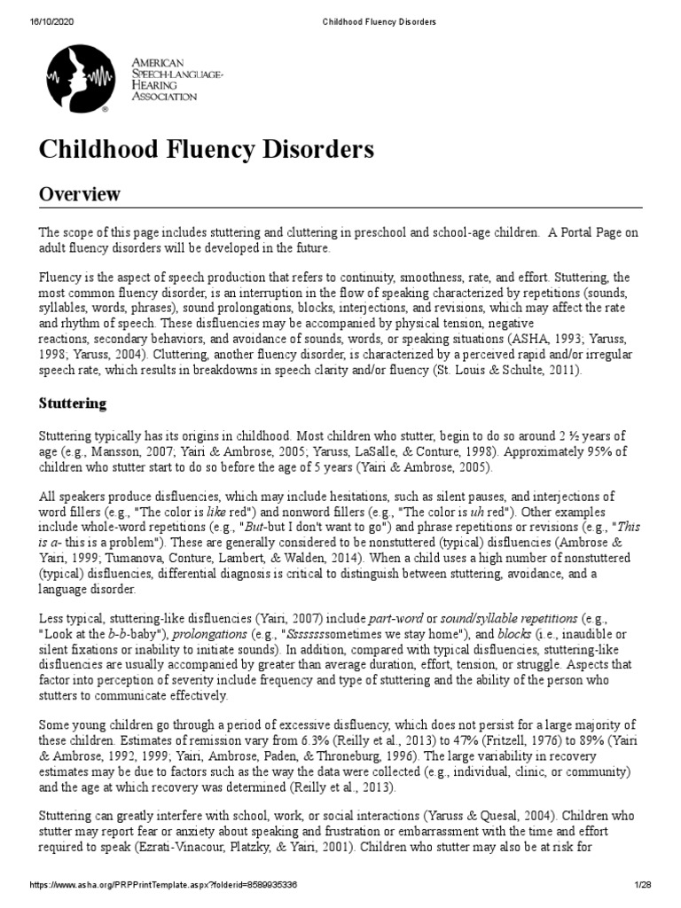 Understanding Childhood Fluency Disorders | PDF | Stuttering | Fluency