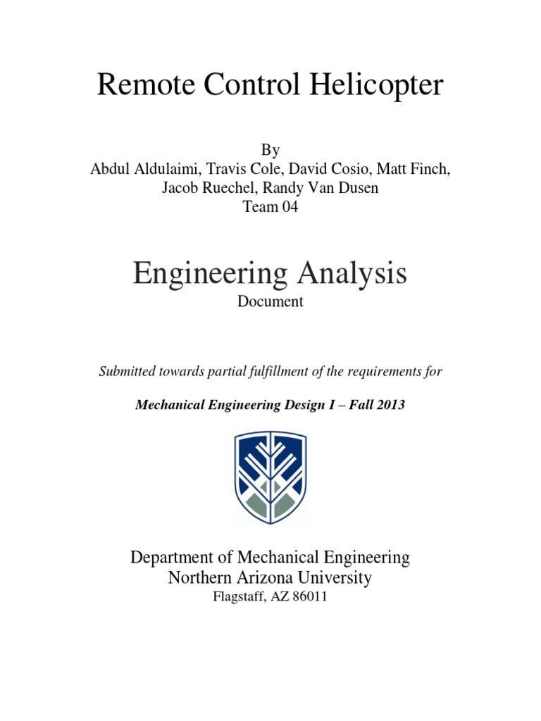 Remote Control Helicopter: Engineering Analysis | PDF | Helicopter ...