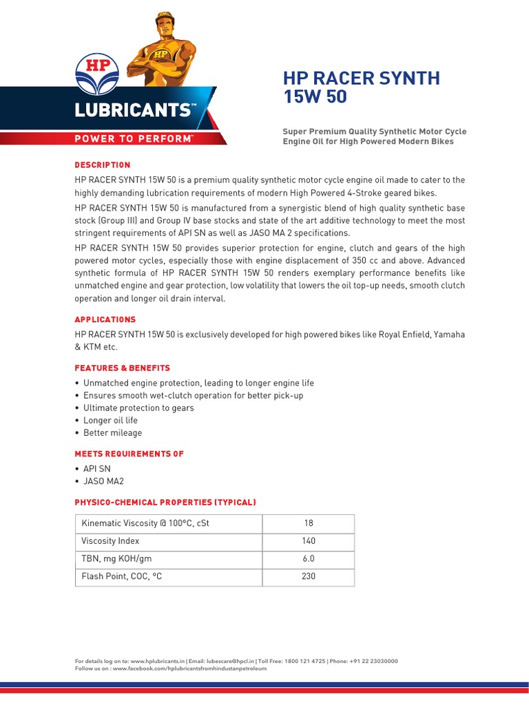Premium Synthetic Oil for 4-Stroke Bikes | PDF