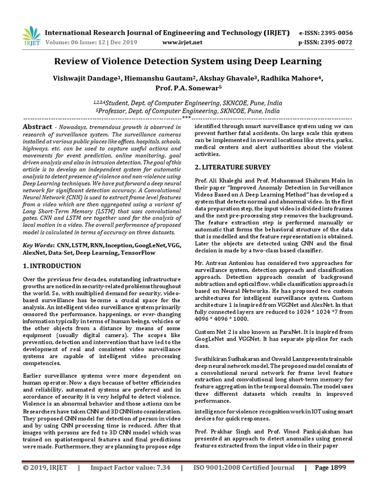 Review of Violence Detection System. | PDF | Deep Learning | Artificial ...