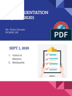 Class Orientation (Sept. 1-4, 2020) : Ms. Thalia Salvador Humss 12B