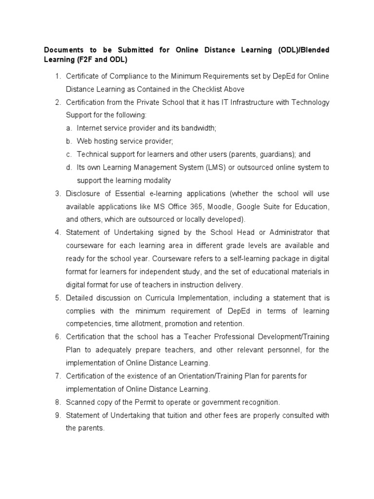 ODL Compliance Documents Checklist | PDF | Educational Technology ...