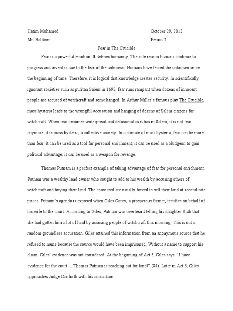 Mass Hysteria in The Crucible PDF