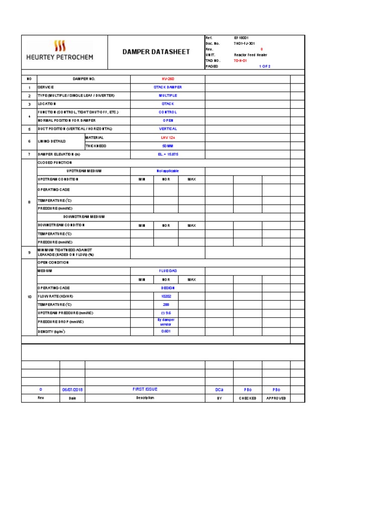 Damper Datasheet: Stack Damper Multiple Stack Control | PDF | Actuator ...