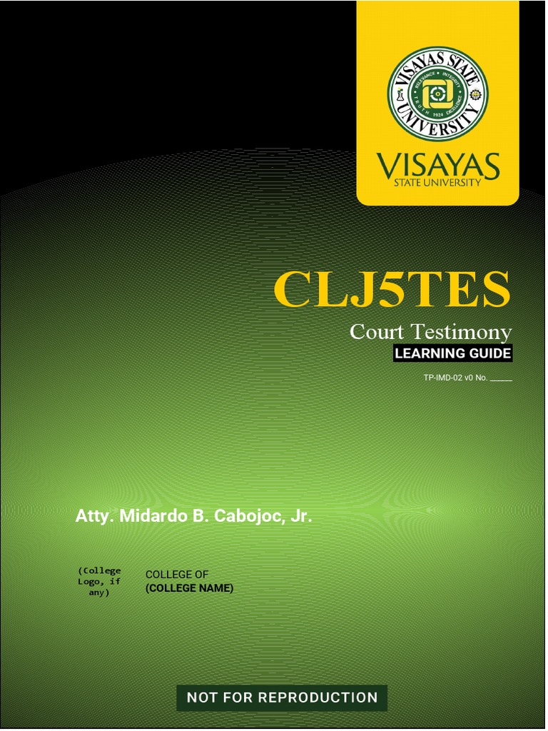 Court Testimony Learning Guide PDF Plea Jurisdiction