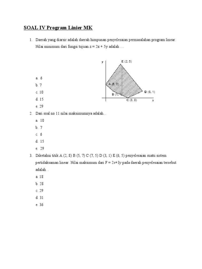 Soal Program Linear dan Pertidaksamaan | PDF