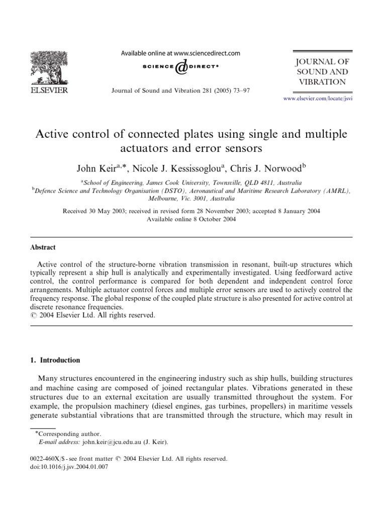 Active Control Connected Plates | PDF | Control Theory | Accelerometer
