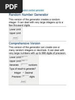 Random Number Generator: Comprehensive Version