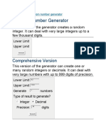 Random Number Generator: Comprehensive Version