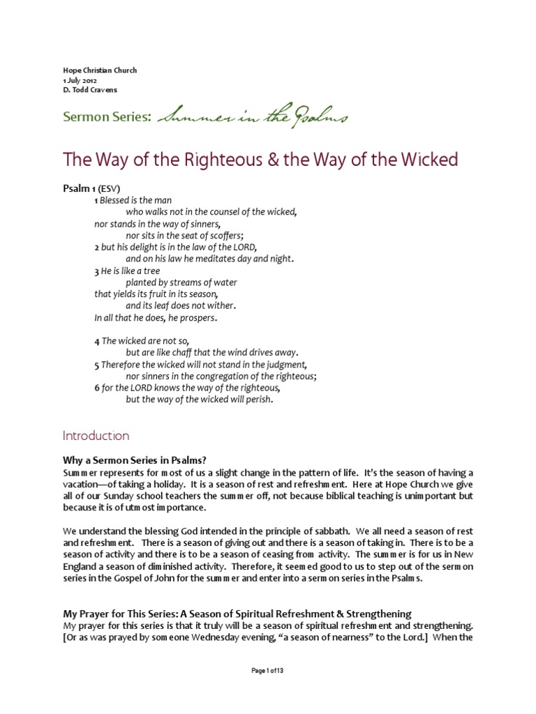 Psalm 1 Pdf Religious Behaviour And Experience Bible