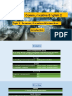 DUE 30022 Communicative English 2: Topic 2: Processes, Procedures & Instructions
