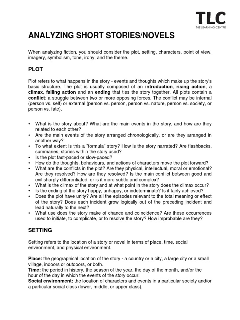 Analyzing Short Stories PDF PDF Narration Irony