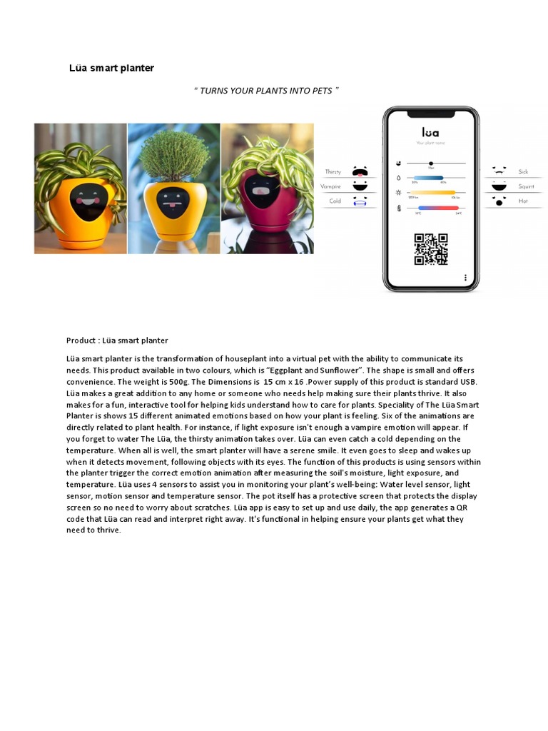 Lüa Smart Planter: Your Plant's Virtual Pet | PDF