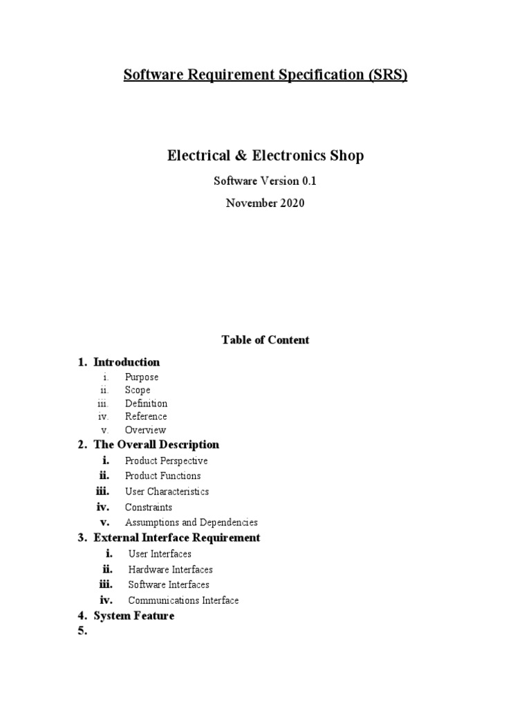 Software Requirements for Electronics Shop | PDF | Business | Computers