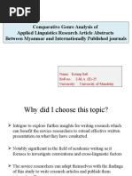 Comparative Genre Analysis of Applied Linguistics Research Article Abstracts Between Myanmar and Internationally Published Journals