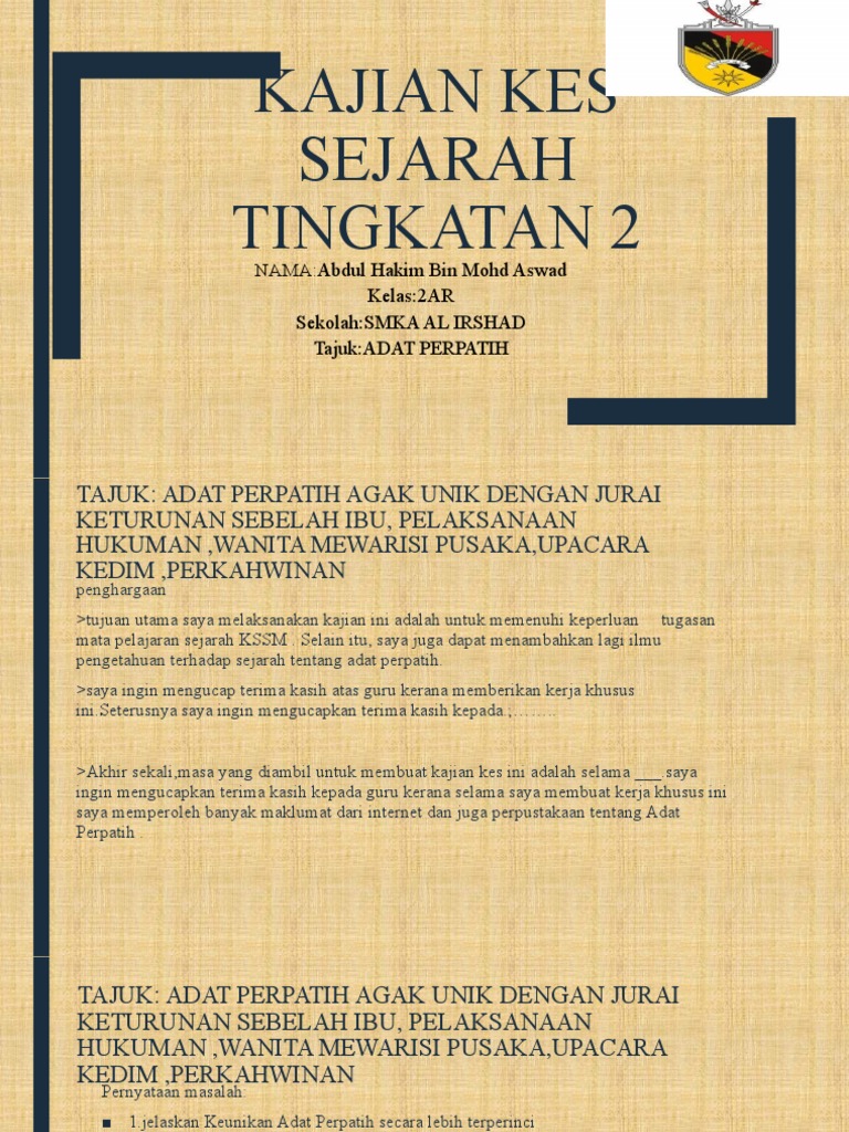 Kerja kursus sejarah tingkatan 2