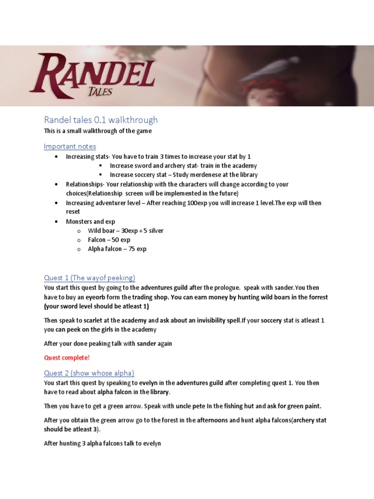 Randel Tales 0.1 Walkthrough Guide | PDF | Leisure | Sports