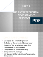 Unit 1 The Entrepreneurial Development Perspective